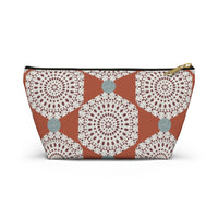 Lace Hexagon Accessory Pouch w T-bottom in Orange